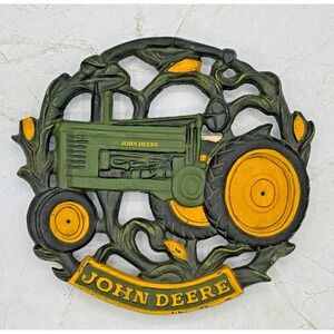 Vintage John‎ Deere Cast Iron Trivet Hot Plate Licensed New Old Stock Rustic
